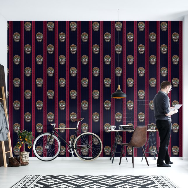 Papier Peint Jour du crâne de sucre mort (écorce mousseuse) (Salon)