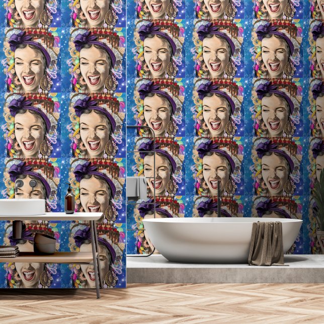 Papier Peint Joyeuse femme anniversaire drôle (Salle de bain)