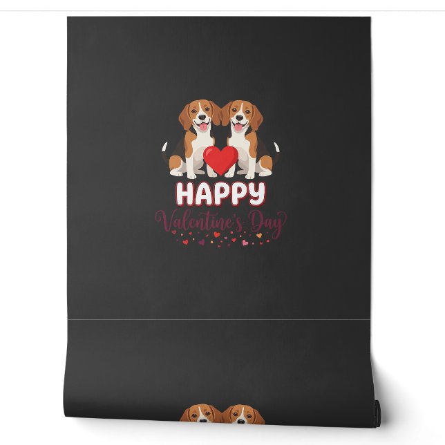 Papier Peint Joyeuse Saint-Valentin Couple Beagle (Déroulement)