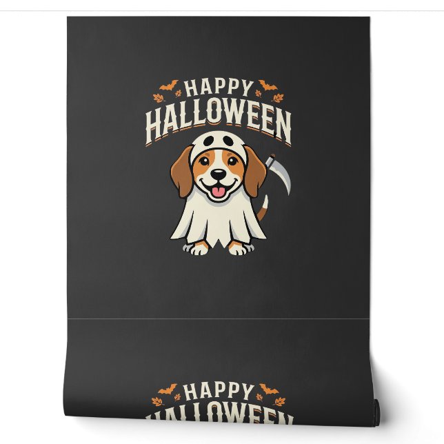 Papier Peint Joyeux Halloween Beagle Chien Design_1 (Déroulement)