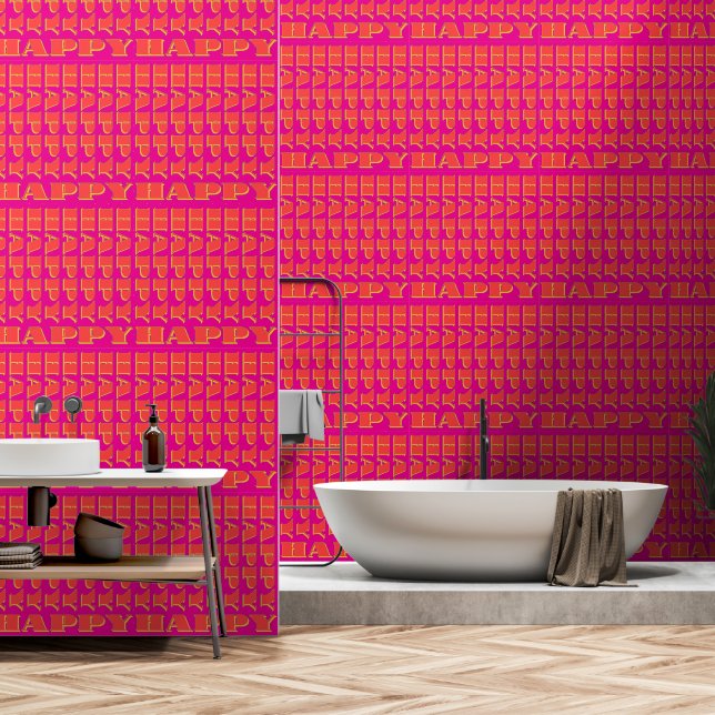 Papier Peint Joyeux Joyeux Fuchsia (Salle de bain)
