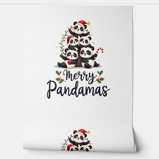 Papier Peint Joyeux Pandamas Pun Panda Noël (2) (Déroulement)
