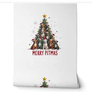 Papier Peint Joyeux Pitmas Pitbull Chien Pull de Noël Laid Arbr