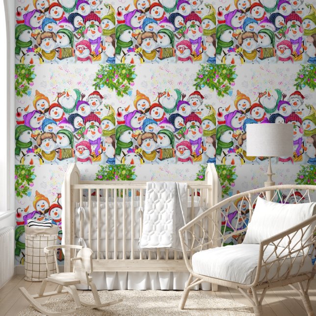 Papier Peint Joyeux Snowmans Party Funny Noël (Enfants)