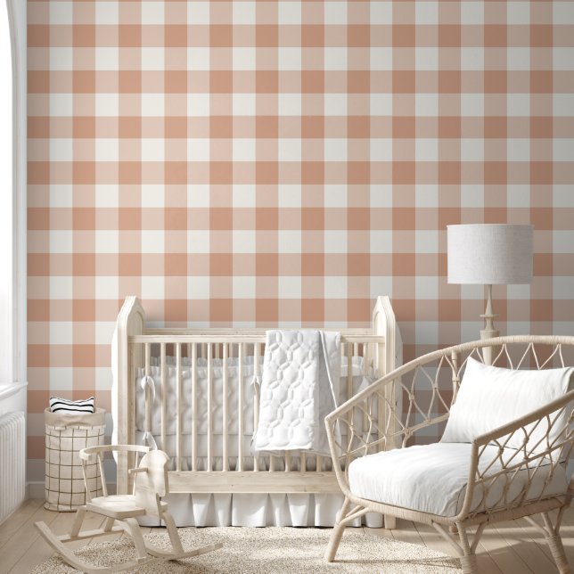 Papier Peint Jumbo Buffalo Check Plaid Terracotta et off White (Enfants)
