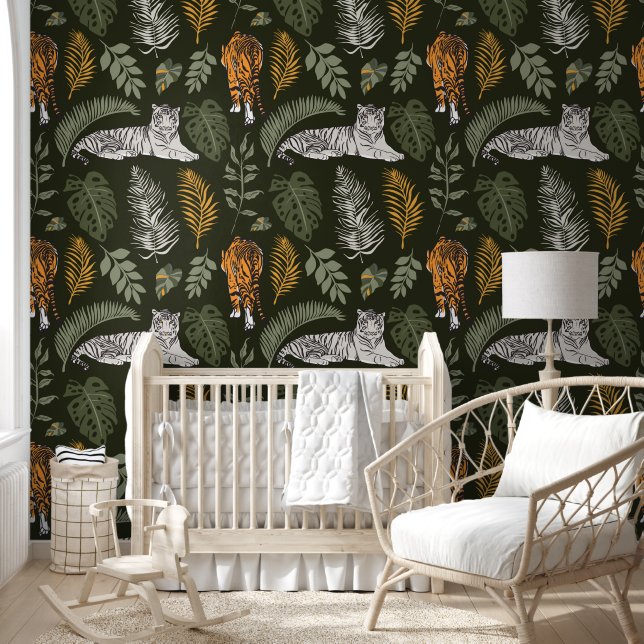 Papier Peint Jungle du tigre blanc (Enfants)