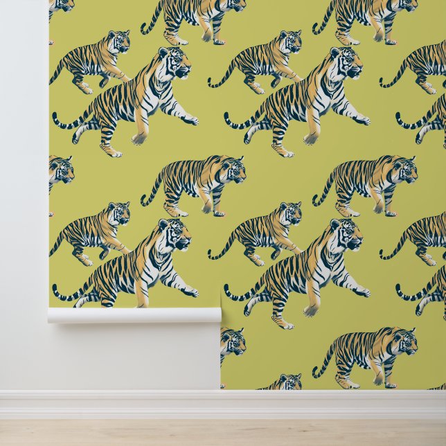 Papier Peint Jungle Motif animal tigre (Application)