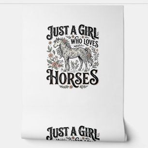 Papier Peint Juste une fille qui aime les chevaux dessin floral