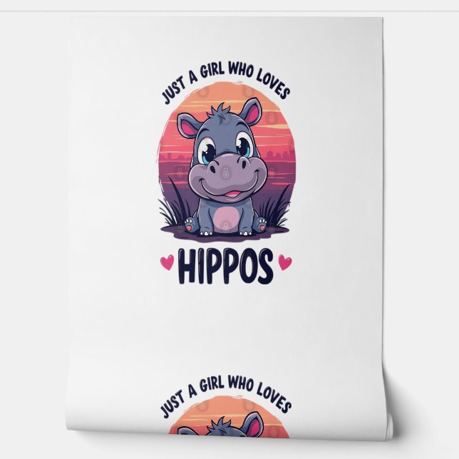 Papier Peint Juste une fille qui aime les hippopotames - Bébé m (Déroulement)