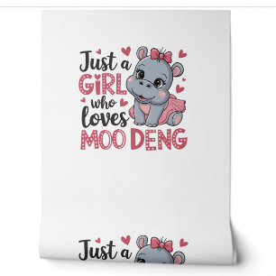 Papier Peint Juste Une Fille Qui Aime Moo Deng Baby Hippopotame