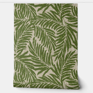 Papier Peint Kahanu Palms Hawaiian Faux Linen Texture - Olive