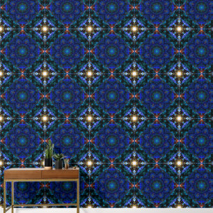 Papier Peint Kaleidoscope Bleu Et Aqua