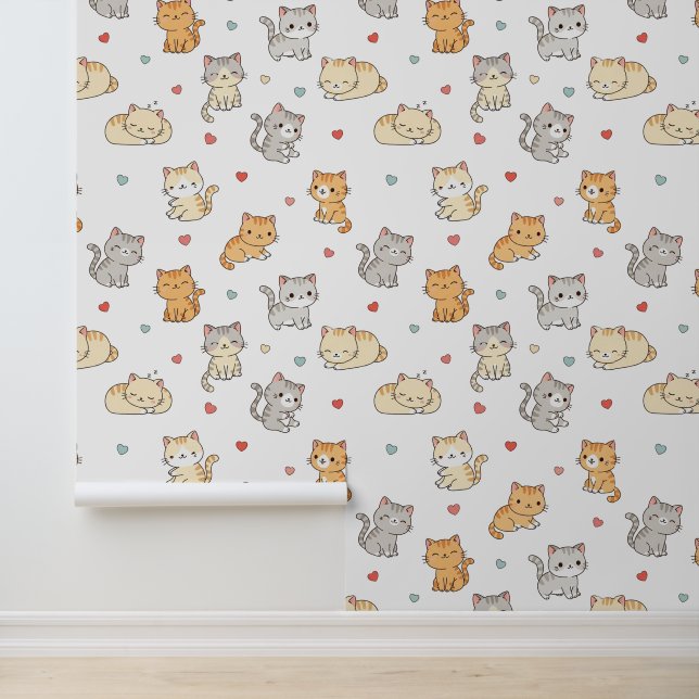 Papier Peint Kawaii Chibi Chats et Coeurs Fond d'écran (Application)