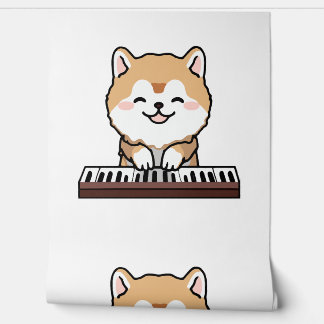 Papier Peint Kawaii Chien mignon Jouer Piano Clavier