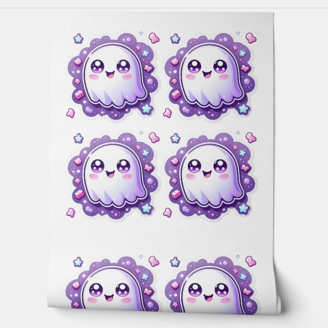 Papier peint Kawaii Ghost Cute Pastel Décor Hallow (Déroulement)