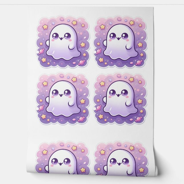 Papier peint Kawaii Ghost Cute Pastel Halloween (Déroulement)