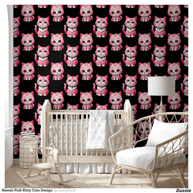 Papier Peint Kawaii Rose Kitty Cats Design (Créateur téléchargé)