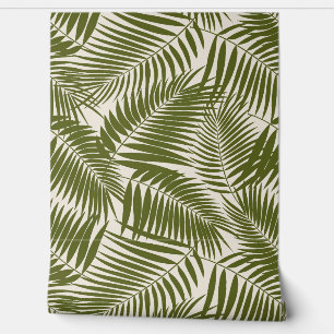 Papier Peint Kona Palms Hawaiian Tropical Leaf - Olive foncé