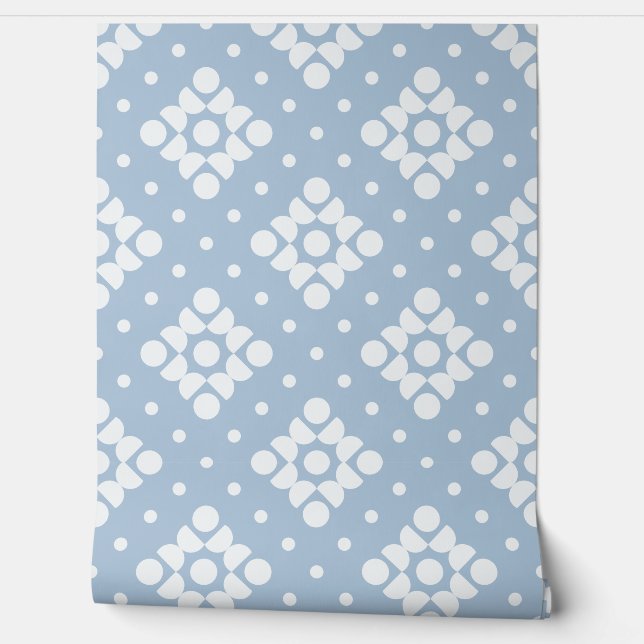 Papier Peint (L) 2502222B Retro Dotty Diamond Blue Background (Déroulement)