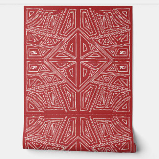 Papier Peint L - Bold Lines - Symmetrical Tile- Red And White