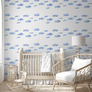 Papier Peint La chambre à coucher bébé poisson bleu mer