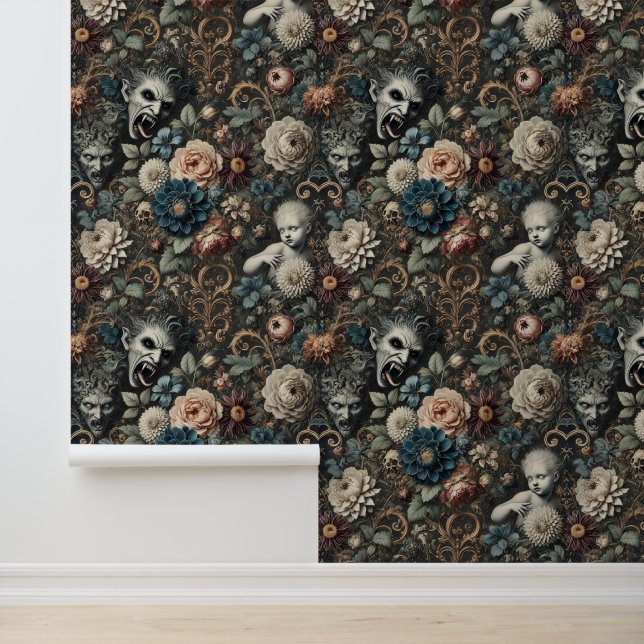 Papier Peint La pépinière tombée - Design floral gothique (Application)