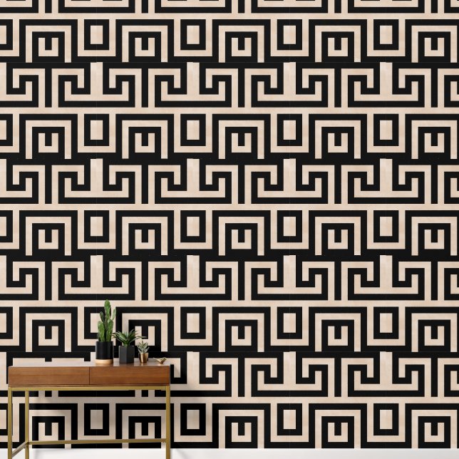 Papier Peint Labyrinthe Noir et Taupe (Couloir)