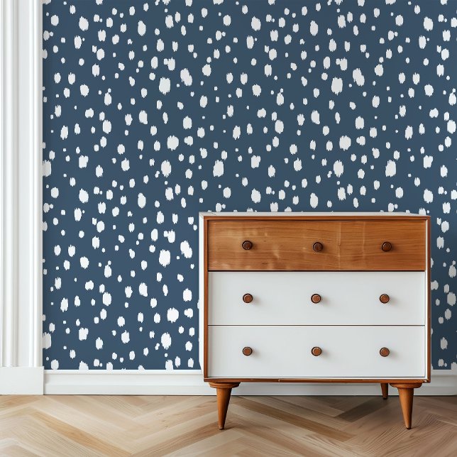 Papier Peint Lac Bleu et Blanc Points Abstraits (Créateur téléchargé)