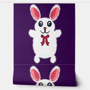 Papier Peint Lapin de Pâques Mignon, Doux et Blanc avec un Nœud