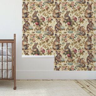 Papier Peint Lapin Tea Party Jardin Rabbit