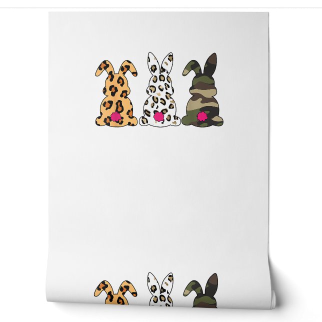 Papier Peint Lapins Bunnies Camouflage léopard Joyeux Pâques (Déroulement)