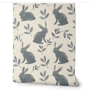 Papier Peint Lapins gris aquarelle sur arrière - plan beige