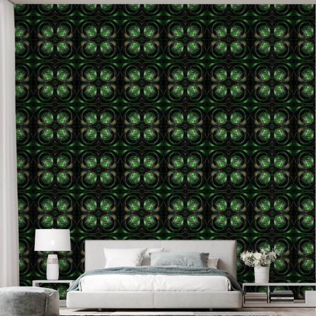 Papier Peint L'art Abstrait vert du monde entier (Chambre à coucher)