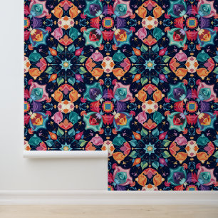 Papier Peint L'art populaire floral coloré Mandala en bohème