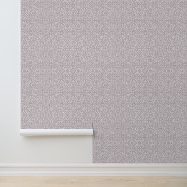 Papier Peint Lavande douce avec Damas blanc (Application)