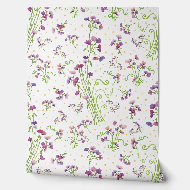 Papier Peint Lavender Watercolor Pattern Floral Art Print (Déroulement)