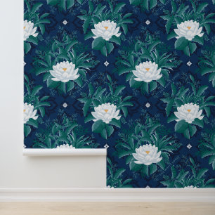 Papier Peint Le Motif blanc Lotus Midnight Lotus