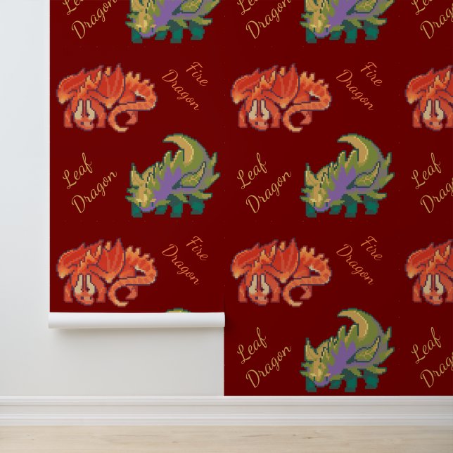 Papier Peint Leaf Dragon, fire dragon pixel art (Application)