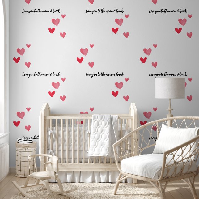 Papier Peint Les Coeurs Vous Aiment Sur La Lune (Enfants)