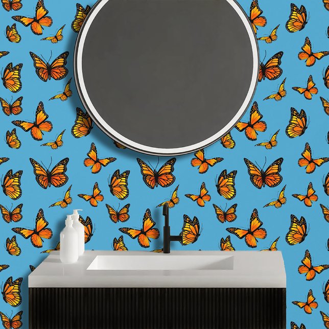 Papier Peint Les papillons des Monarques Bleu Orange (Créateur téléchargé)