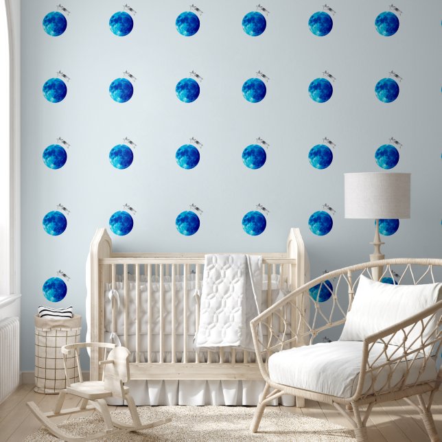 Papier Peint L'étoile au-dessus de la lune bleue (Enfants)
