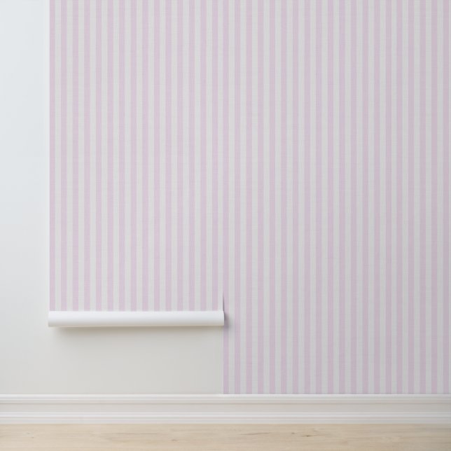 Papier Peint Light Pink Vertical Stripes Linen Texture Coastal (Application)