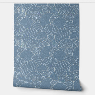 Papier Peint Ligne de Saint-Jacques géométrique Art, bleu fumée
