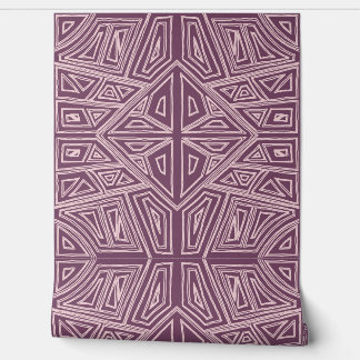 Papier Peint Lignes Audacieuses - Carreaux Symétriques - Mauve 