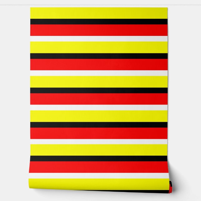 Papier Peint Lignes horizontales de bandes jaunes rouges (Déroulement)