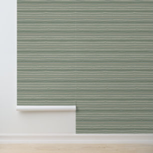 Papier Peint Lignes Vert Sage Abstrait