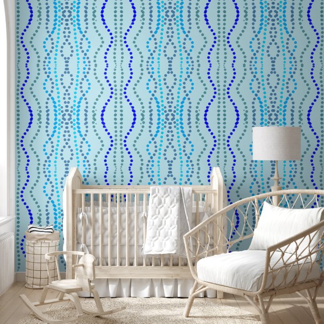 Papier Peint Lignes verticales bleues (Enfants)