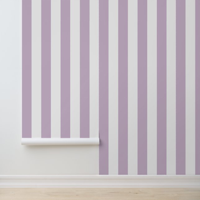 Papier Peint Lila Violet et Blanc Rayures Verticales Audacieuse (Application)