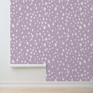 Papier Peint Lilas Violet et Blanc Points Abstraits
