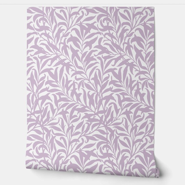 Papier Peint Lilas Violet et Branche de Saule Blanc (Déroulement)